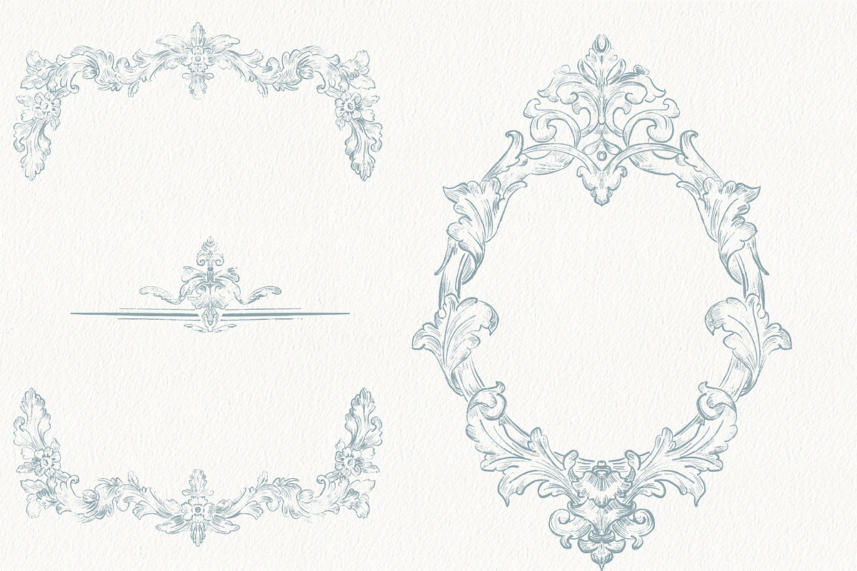 Vintage Blue French Ornamental Set, a Decorative Illustration by AlenaVlasko stock Market (Photo 8 of 8)