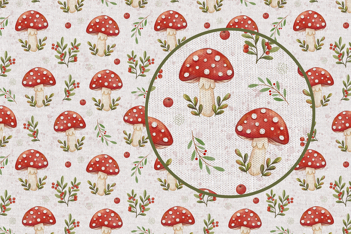 Autumn Red Mushrooms pattern, a Pattern Graphic by Kreeya Art Shop (Photo 12 of 14)