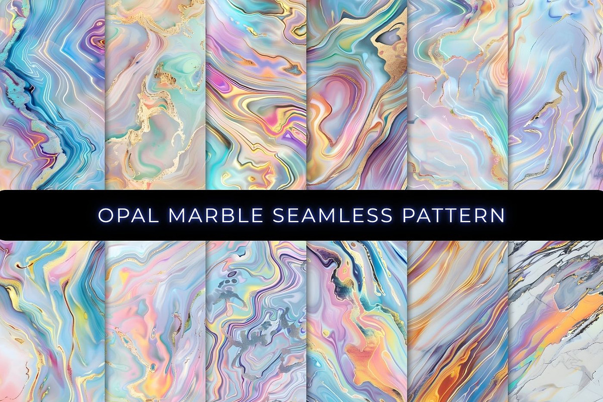 24 Holographic Opal Marble Pattern, a Pattern Graphic by UniqueMe (Photo 2 of 19)
