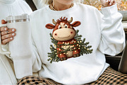 Rustic Christmas Cute Cows Clipart, an Illustration by Sublimation Artist (Thumbnail 4 of 6)