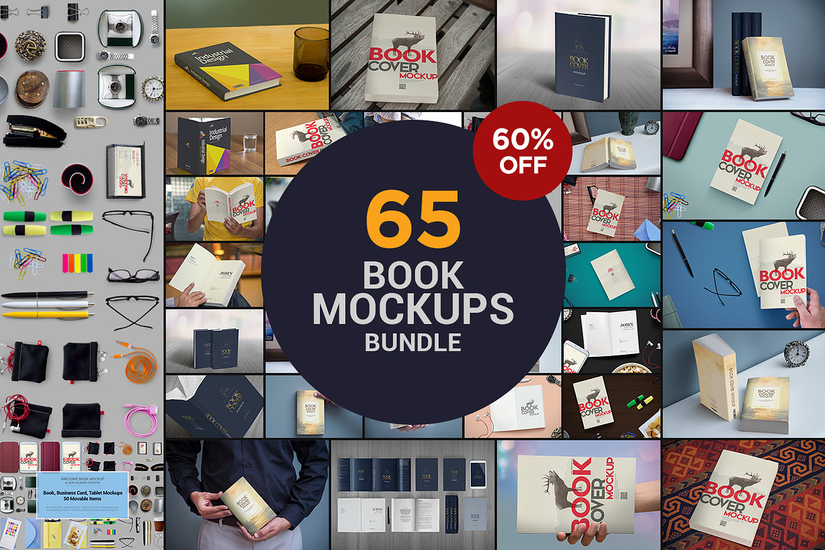 65 Book Mockups Bundle, a Print Template by ZippyPixels (Photo 1 of 6)
