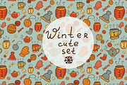Winter cute patterns + elements., a Pattern Graphic by Little A (Aigul) (Thumbnail 1 of 4)