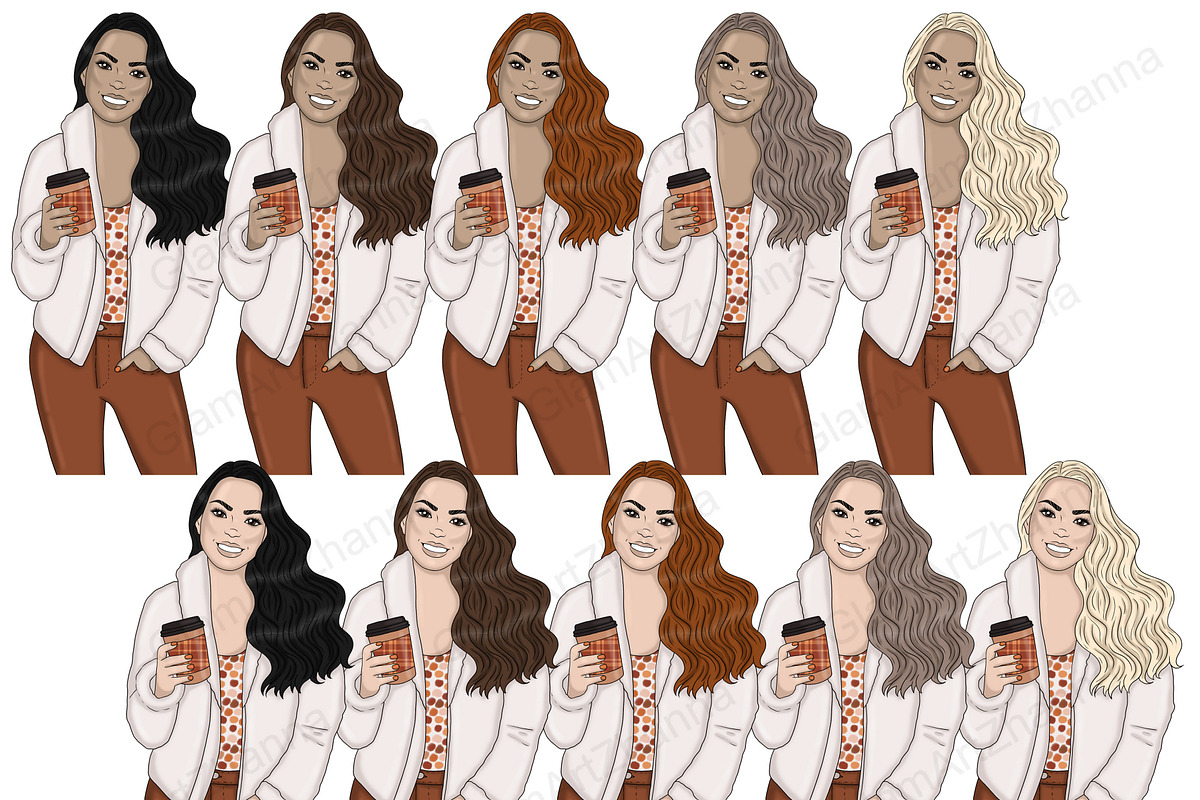Autumn Girls Clipart, a Person Illustration by GlamArtZhanna (Photo 2 of 5)