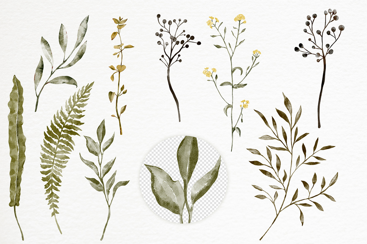 Forest Watercolor Clipart Pattern, a Texture Illustration by PawGraphic (Photo 3 of 11)