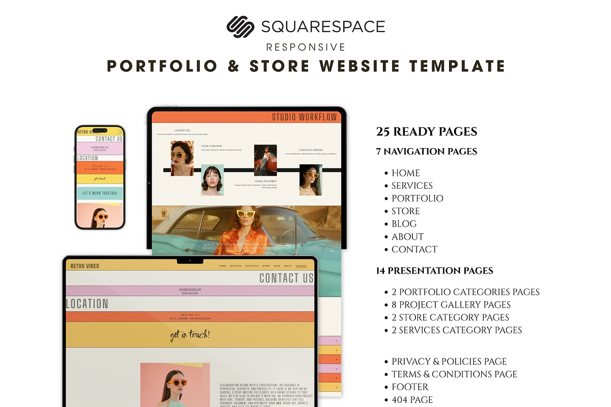 Retro Squarespace Website Template, a Squarespace Template by Mockup Art Atelier (Photo 13 of 16)