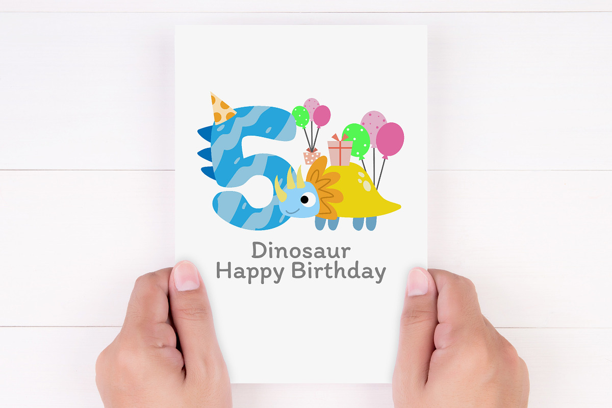 Happy Birthday dinosaur Clipart, an Animal Illustration by Noey smiley (Photo 7 of 7)