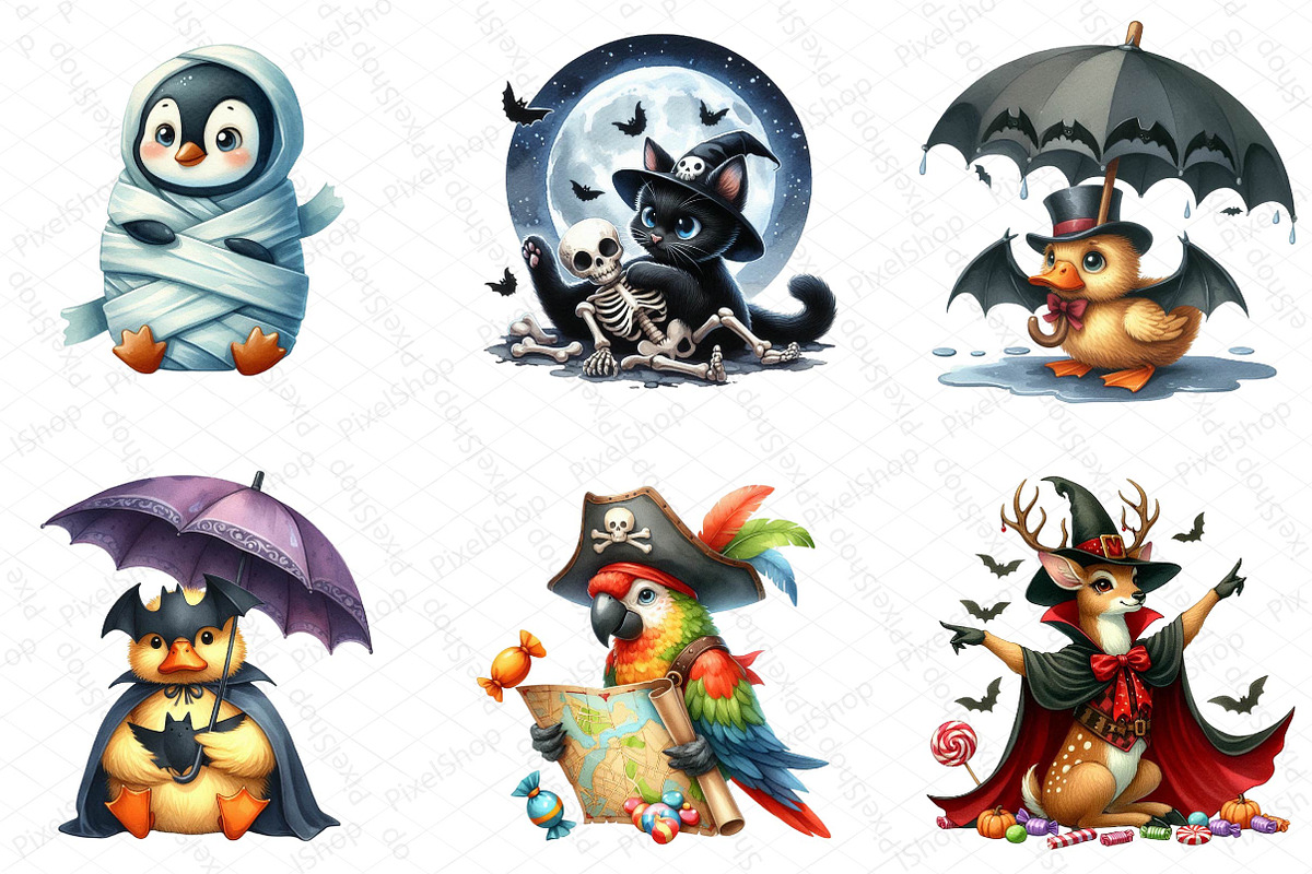 Halloween Funny Animals Clipart, an Illustration by DreamPrint404 (Photo 5 of 6)