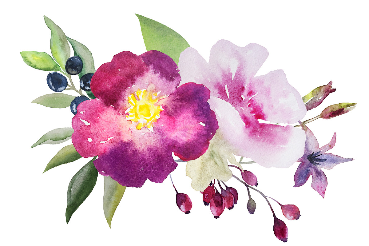 Watercolor Flowers set 3, an Illustration by GraphicRain (Photo 5 of 6)
