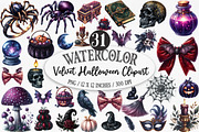 Watercolor Velvet Halloween Clipart, an Illustration by Designking (Thumbnail 1 of 5)
