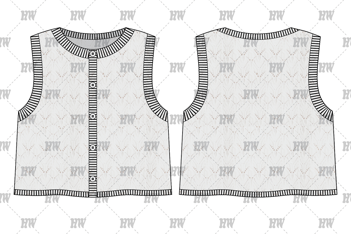 Pointelle Sweater Vest Fashion Flat, a Shirt Mockup by haydenwentworth (Photo 1 of 3)