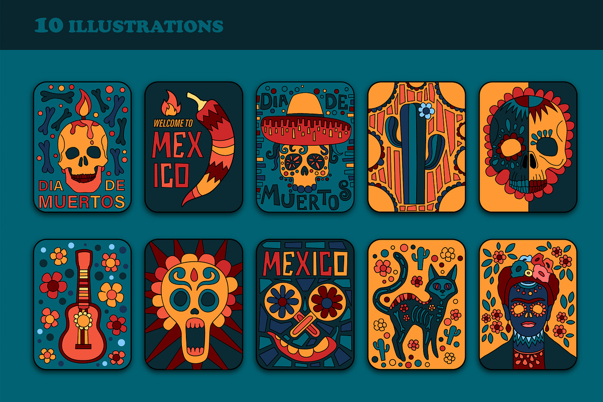 Stickers & pins Day of the Dead, a Texture Illustration by Onceli*art (Photo 2 of 5)