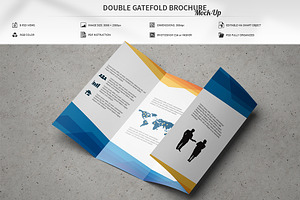 Double Gatefold Brochure Mockup