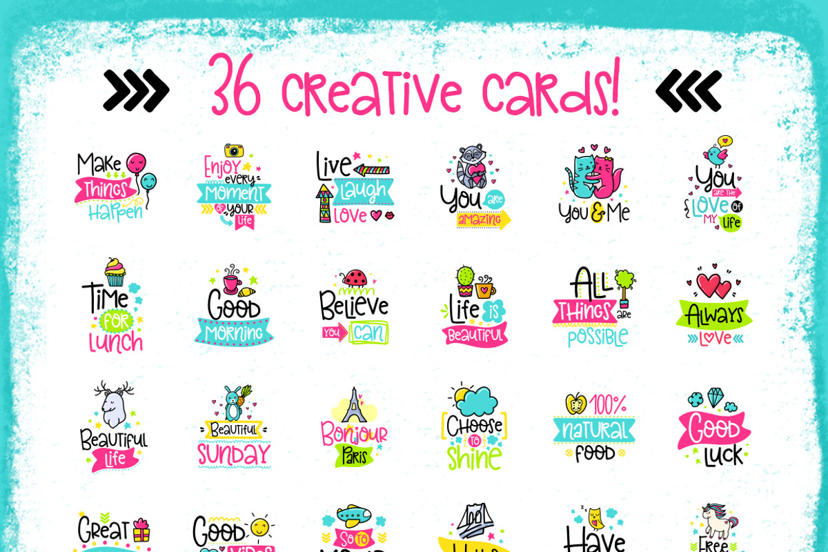 36 Funny Lettering Cards Collection!, a Card Template by Velliniki (Photo 3 of 5)