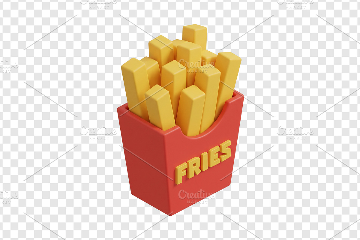 French fries 3D Illustration - PNG, a Food Illustration by Nurlan's shop (Photo 2 of 3)