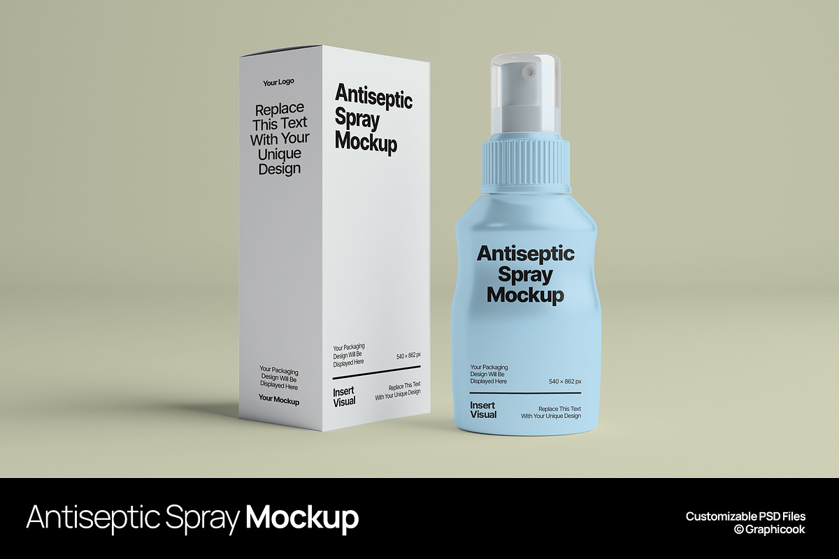 Antiseptic Spray Mockup, a Packaging Mockup by graphicook (Photo 1 of 4)