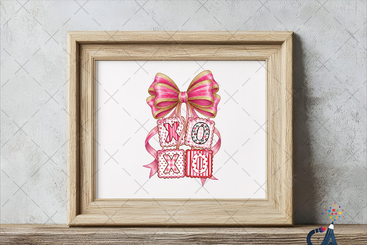 XOXO Valentine Pink Bow PNG, an Illustration by Creative Art (Photo 3 of 6)