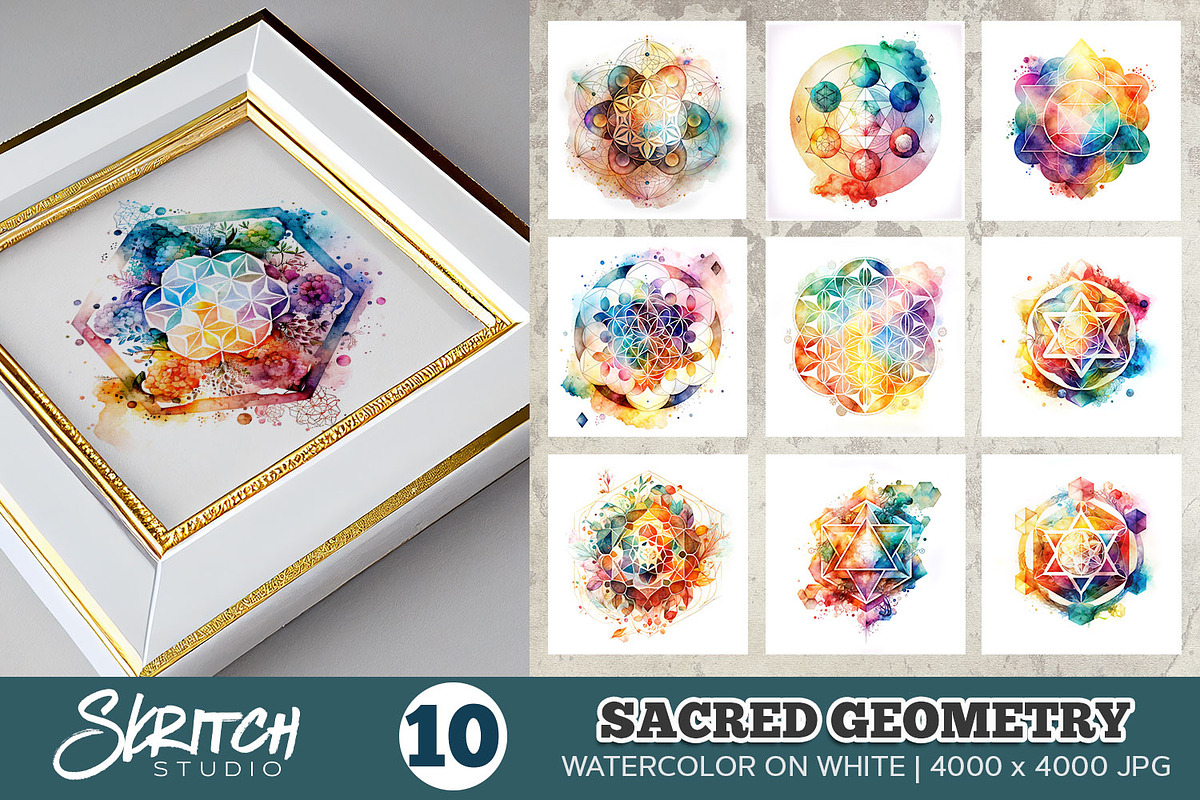 Watercolor Sacred Geometry, a Decorative Illustration by Skritch Studio (Photo 1 of 4)