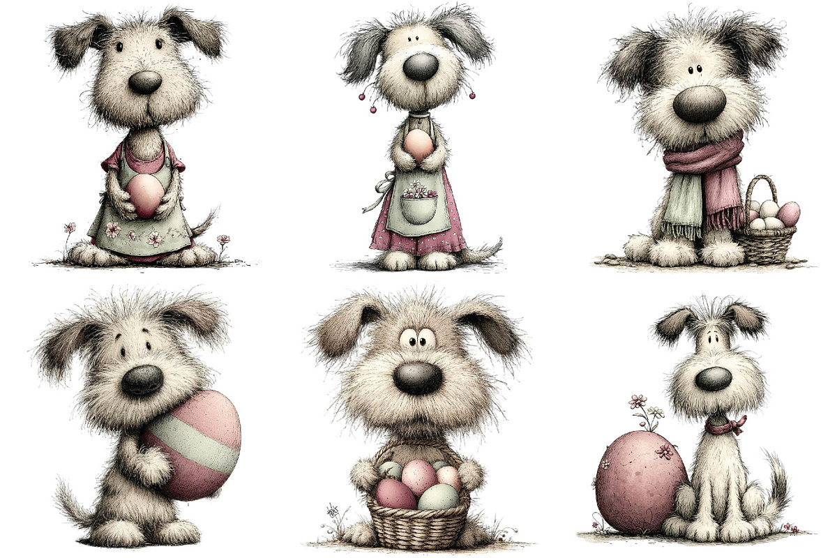 Whimsical Easter Dogs Clipart, an Illustration by DreamPrint404 (Photo 6 of 7)