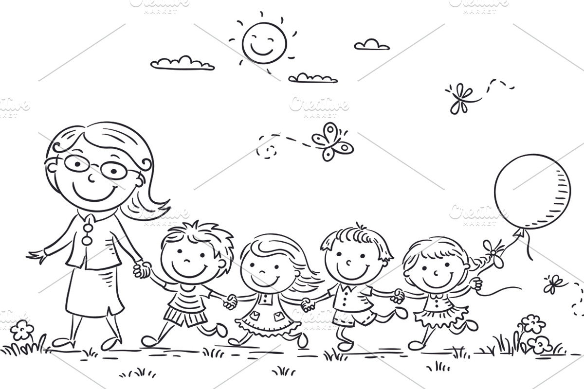 Outline cartoon kids illustration, an Illustration by Bubert Art (Photo 17 of 33)