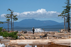 With logs, a woman hiker travels, a Sports & Recreation Photo by ZinetroN