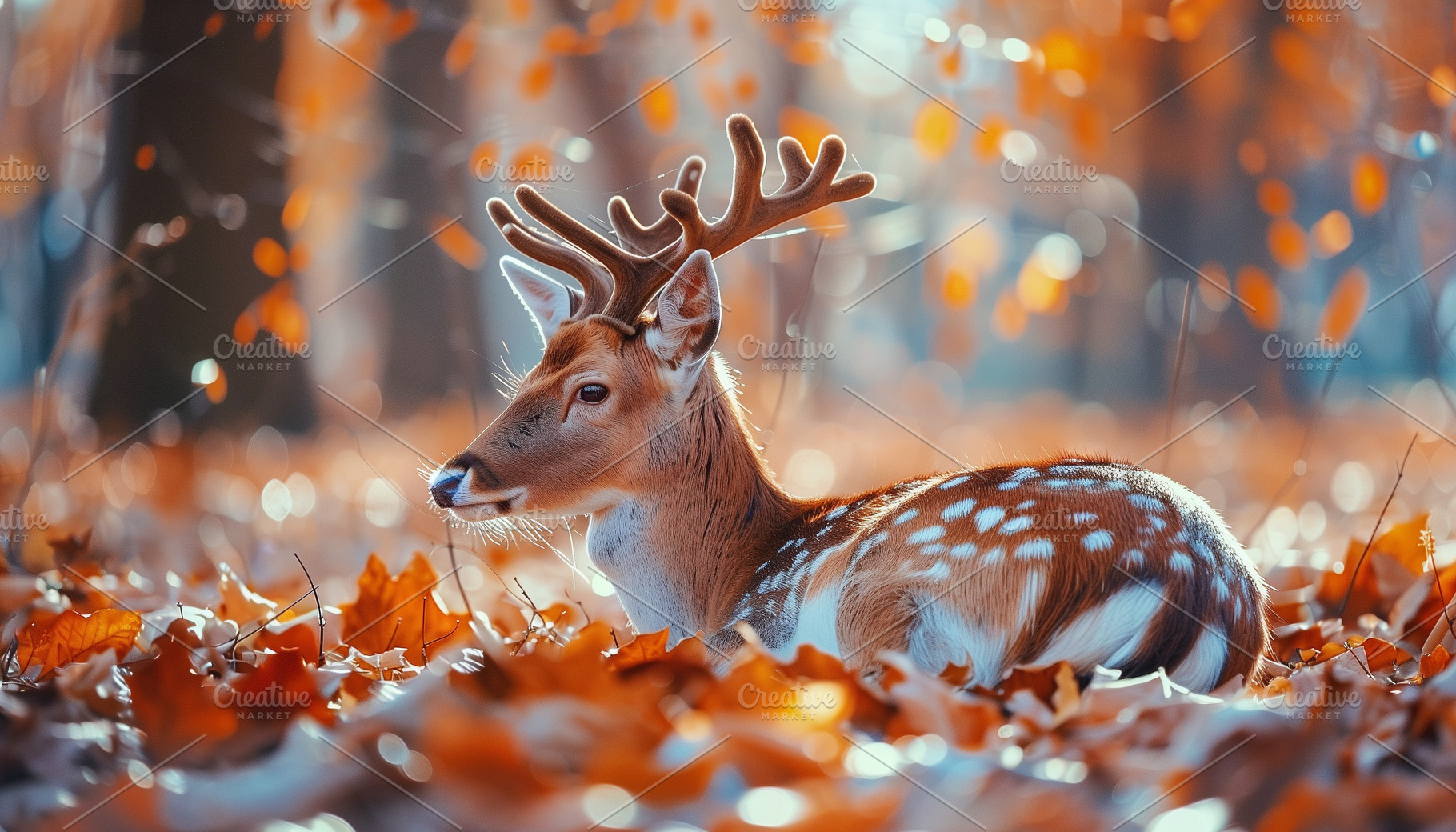Deer laying in autumn leaves, an Animal Photo by MistyDay