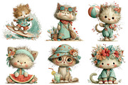 Whimsical Summer Cat Clipart, an Illustration by Daily.Designs (Thumbnail 4 of 5)