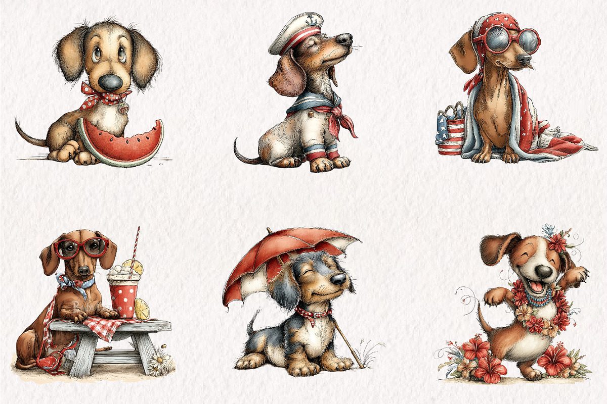Summer Dachshund Dog PNG Clipart, an Animal Illustration by CreationArt (Photo 2 of 7)