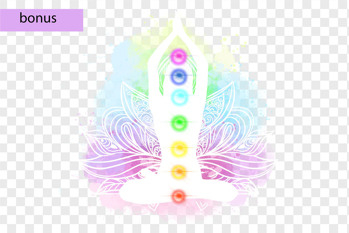Yoga meditation woman spiritual set, an Illustration by PatapovaVika (Photo 6 of 9)