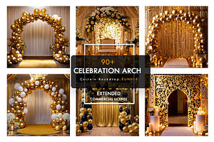 90 Gold Celebration Arch Curtain Ba