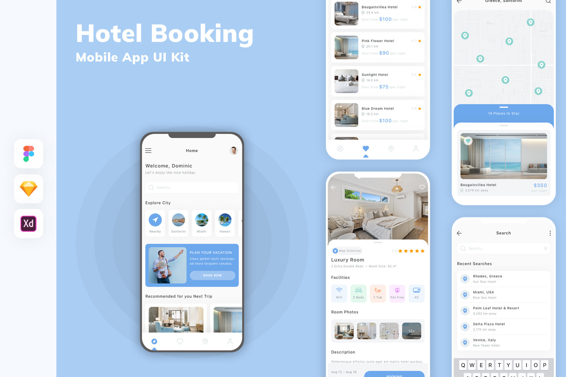 Hotel Booking Mobile App UI Kit, an UI Kit Template by uicube