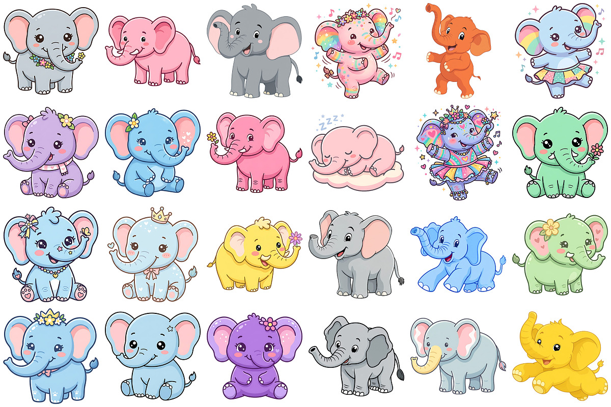 Cute Elephant Clipart, an Animal Illustration by Forhadx5 (Photo 5 of 10)