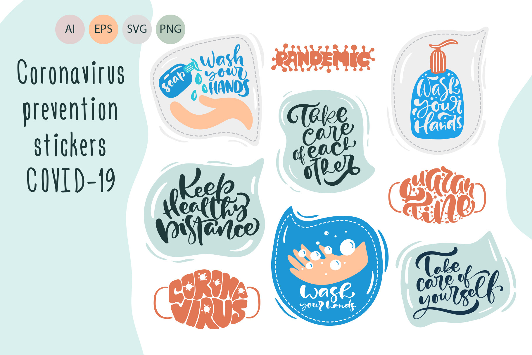 Coronavirus vector stickers Covid-19