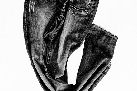 Beautiful casual jeans pants and clothes isolated on white backg, a Beauty & Fashion Photo by TanaCh