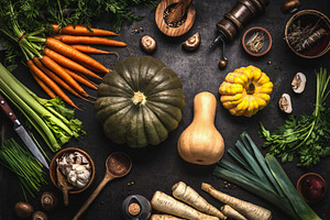 Autumn seasonal vegetables featuring above, authentic, and autumn