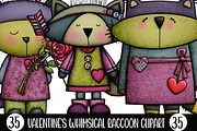 Valentine's Whimsical Raccoon Clipar, an Illustration by Designking (Thumbnail 1 of 5)