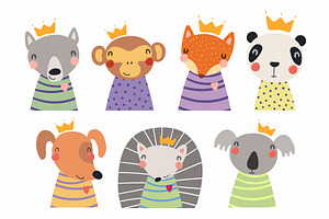 Cute little animals in crowns set, an Animal Illustration by sceptical cactus