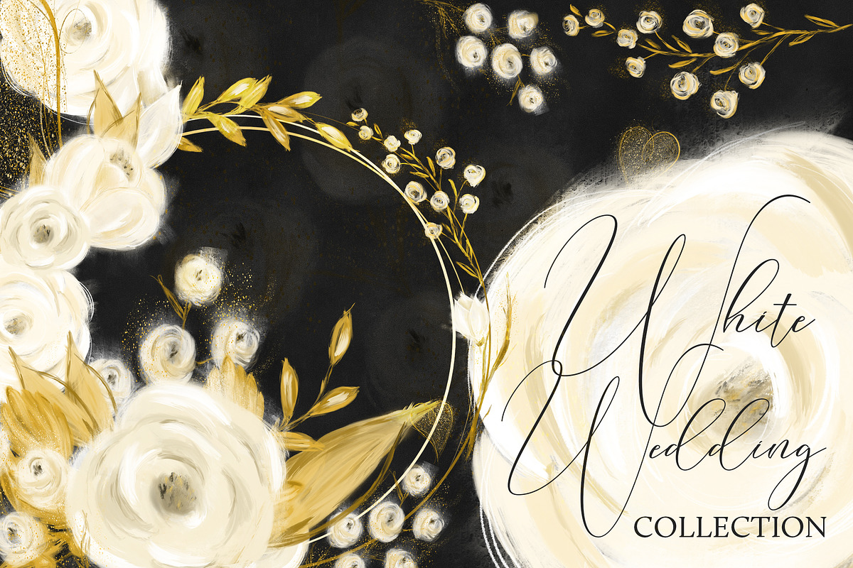 White Wedding Floral Clipart, an Object Graphic by savanamm design (Photo 2 of 8)