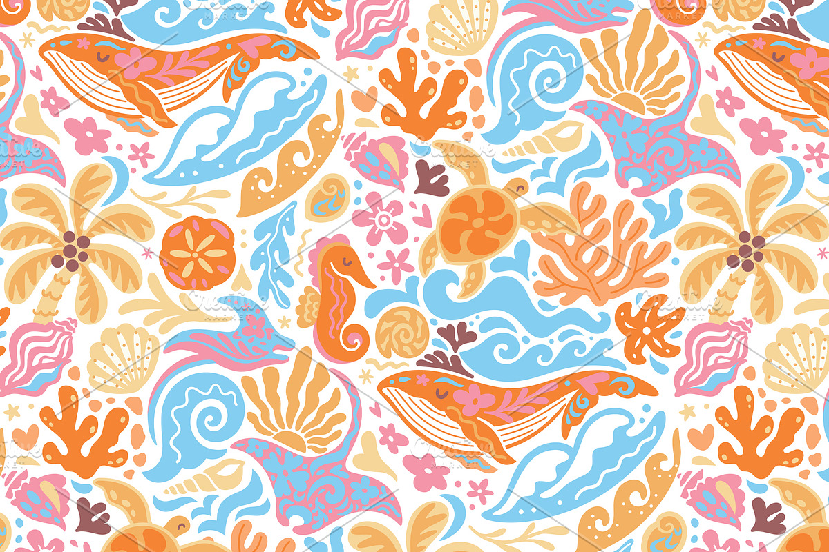 Warm Tides & Coral Stories, a Pattern Graphic by PenguinHouse (Photo 2 of 13)