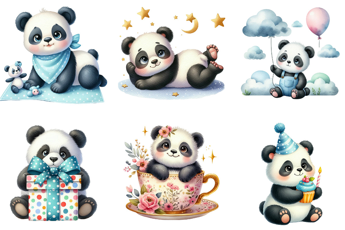 Panda, Baby Panda, Little Panda Clip, an Illustration by DreamArtGraphic (Photo 2 of 5)