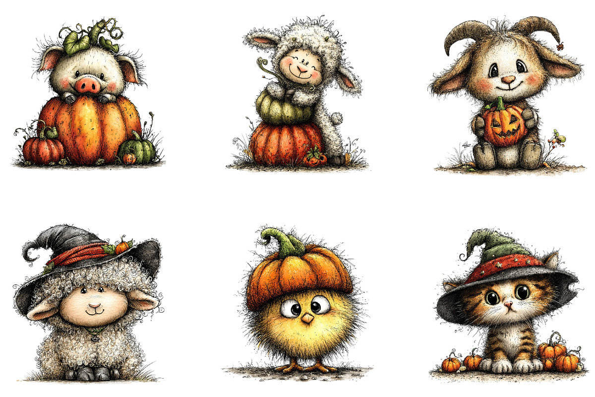 Halloween Farm Watercolor Clipart, a Seasonal Illustration by CreationArt (Photo 4 of 5)