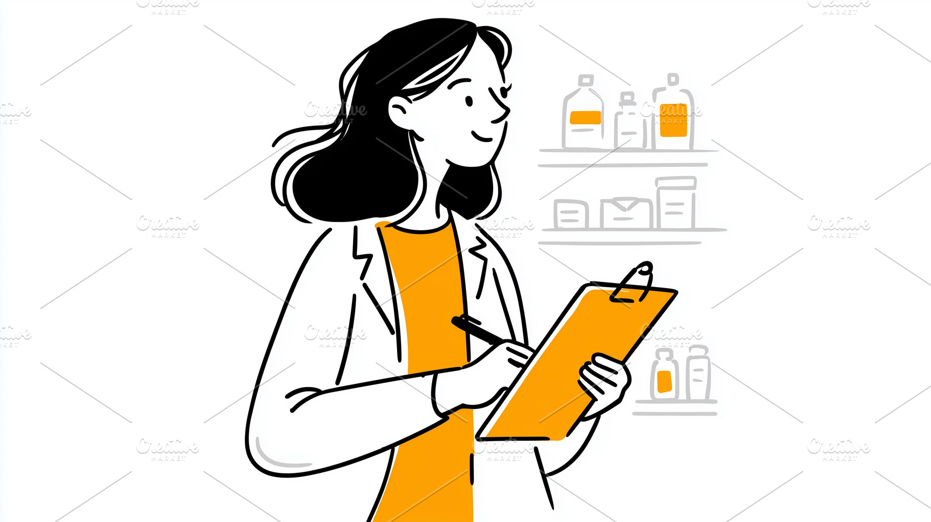 illustration of female pharmacist, a Health & Medical Photo by MistyDay