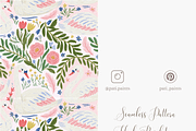 Swans and Floral Seamless Pattern, a Pattern Graphic by Pati Charm Studio (Thumbnail 5 of 6)