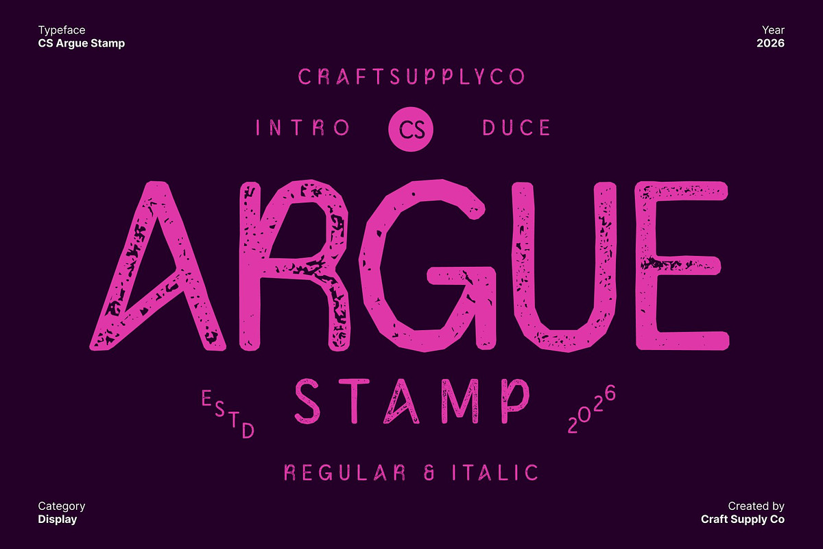 CS Argue Stamp, a Sans Serif Font by Craft Supply Co. (Photo 1 of 8)