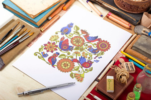 Stylish Steampunk birds and flowers