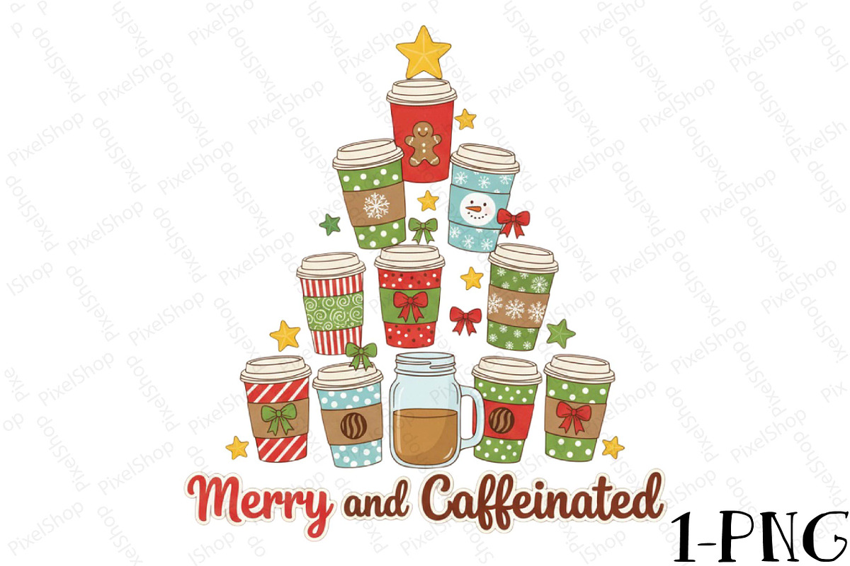 Retro To Be Jolly & Caffeinated Png, an Illustration by DreamPrint404 (Photo 1 of 7)