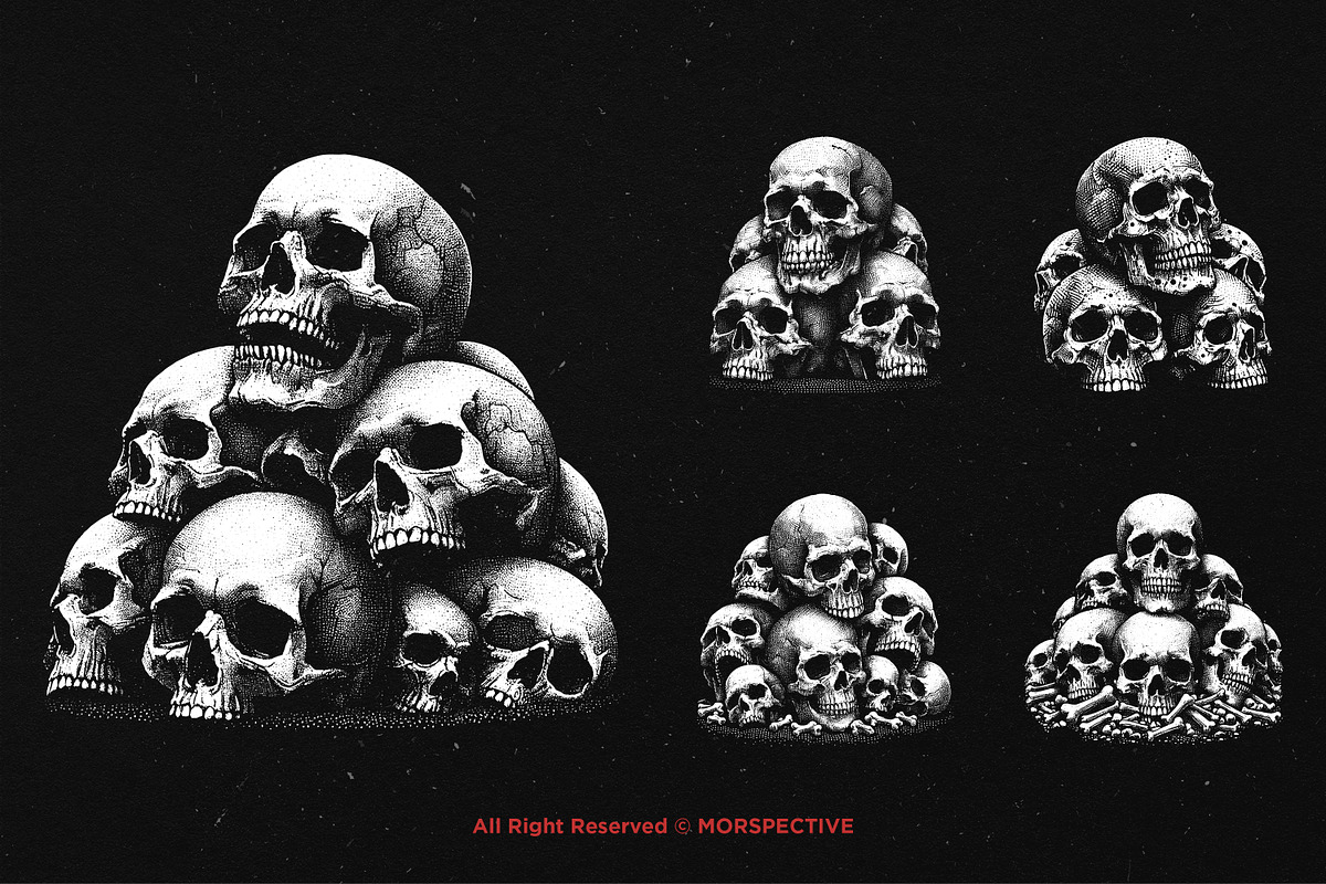 10 Bundle Dark Art Skull Head Pile, an Illustration by Morspective (Photo 5 of 7)