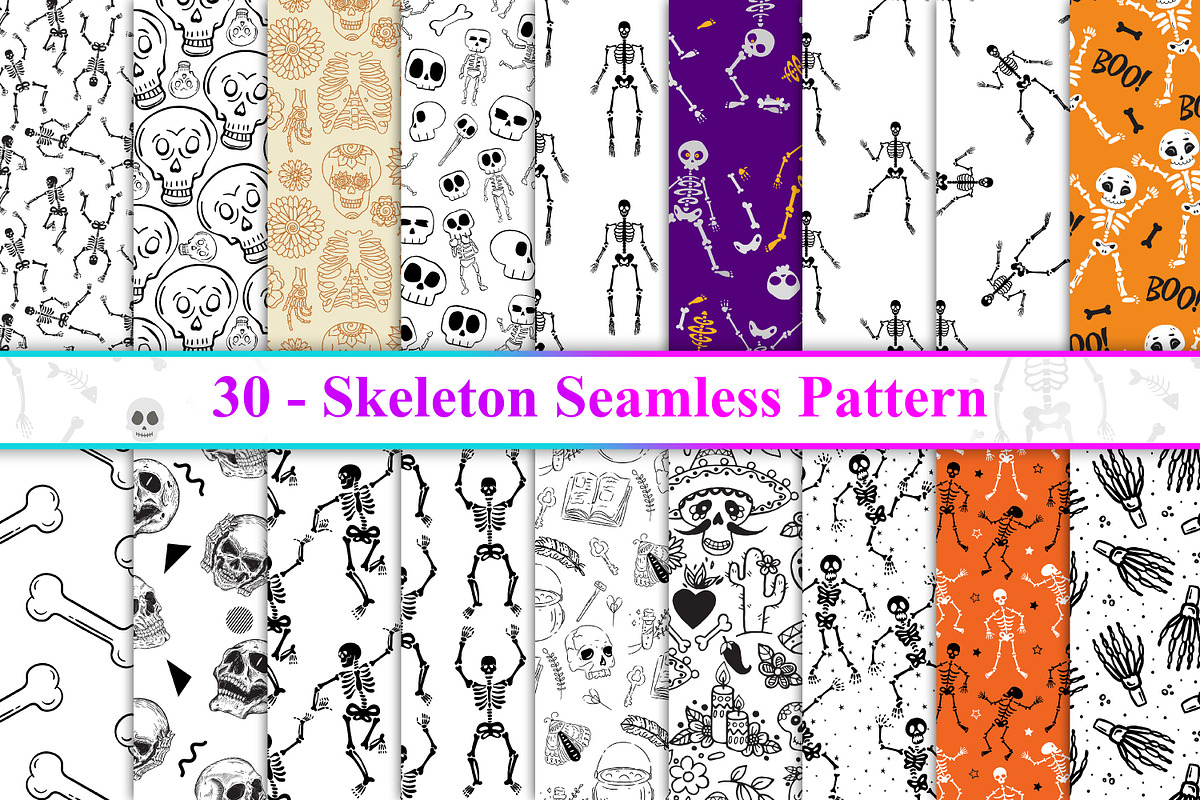 Skeleton Seamless Pattern, a Pattern Graphic by Digital Studio (Photo 1 of 5)