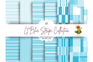 Light Blue Stripe Seamless Set, a Pattern Graphic by Earley Bird Design Studio