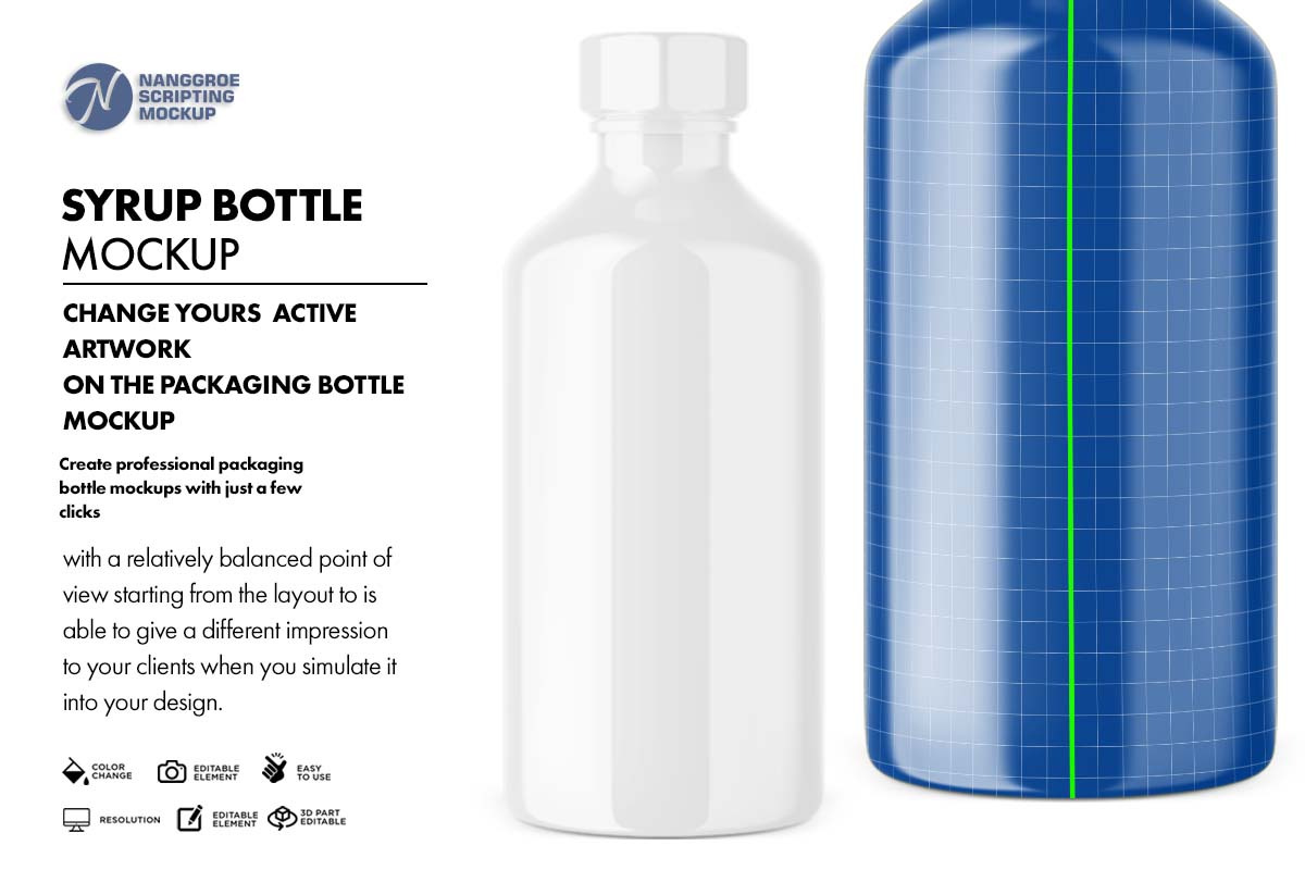 Syrup Bottle Mockup, a Packaging Mockup by Nanggroe Scripting (Photo 5 of 8)
