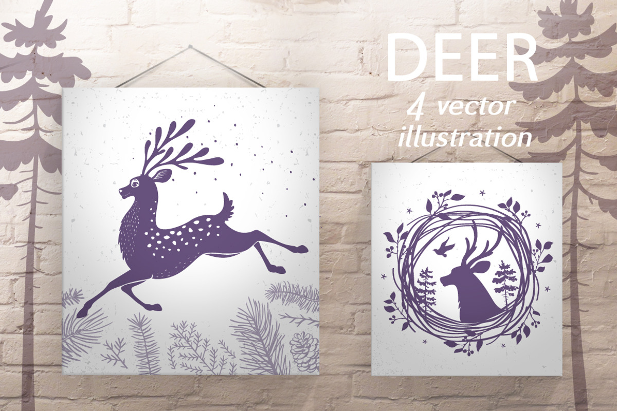silhouette Deer stylized, an Animal Illustration by JulianArt (Photo 2 of 3)